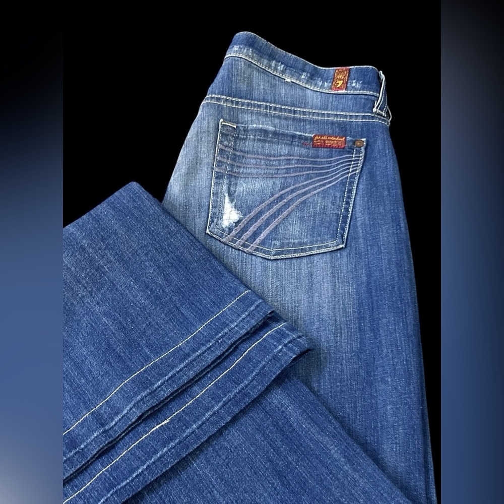 7 For All Mankind Dojo Flare Jeans, Size 28